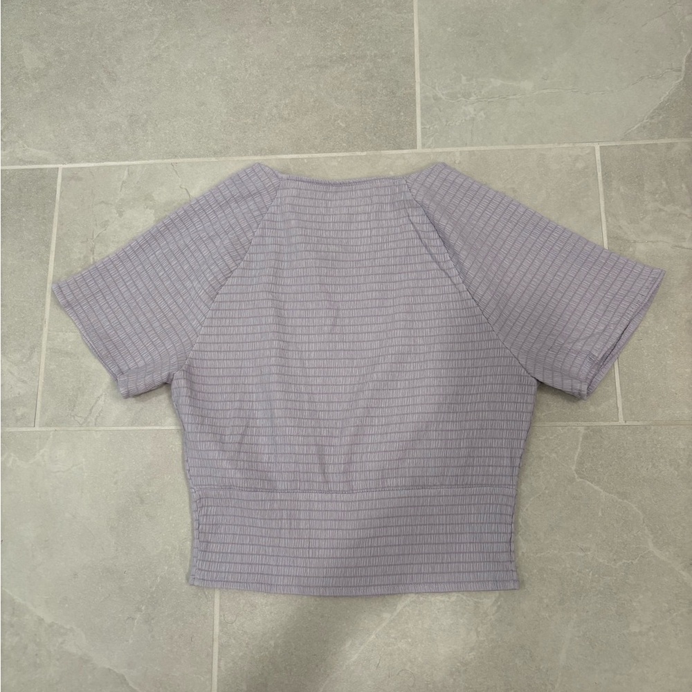 Madewell Shirred Crewneck Crop Top in Dusty Lavender Size Small - Picture 6 of 6
